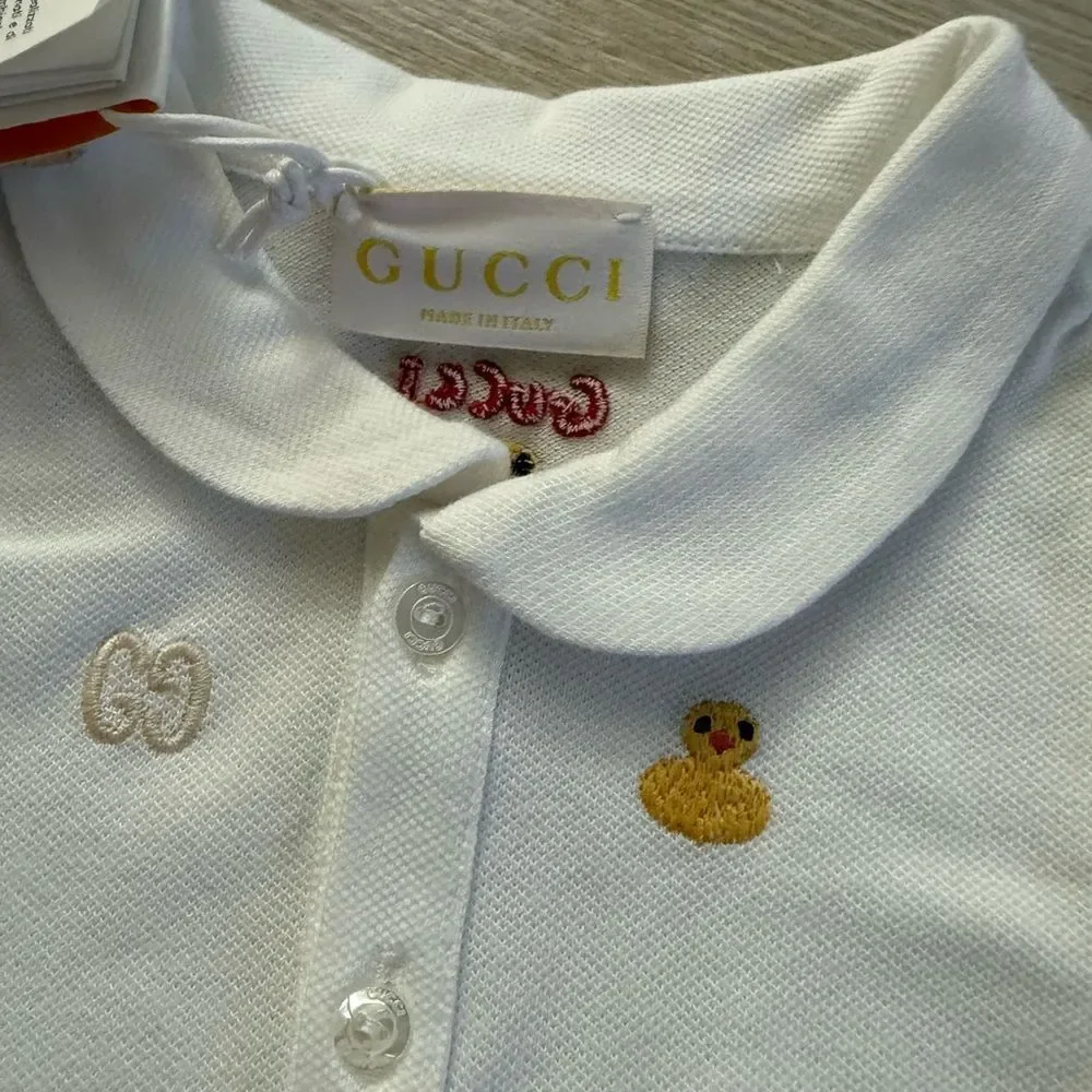Gucci Kids Embroidered Polo Shirt • Size 3Y • White • NWT